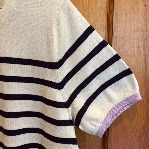 Lands' End Women's 100% Supima Cotton Striped Purple Top & Cardigan Set NWOT - Picture 5 of 16